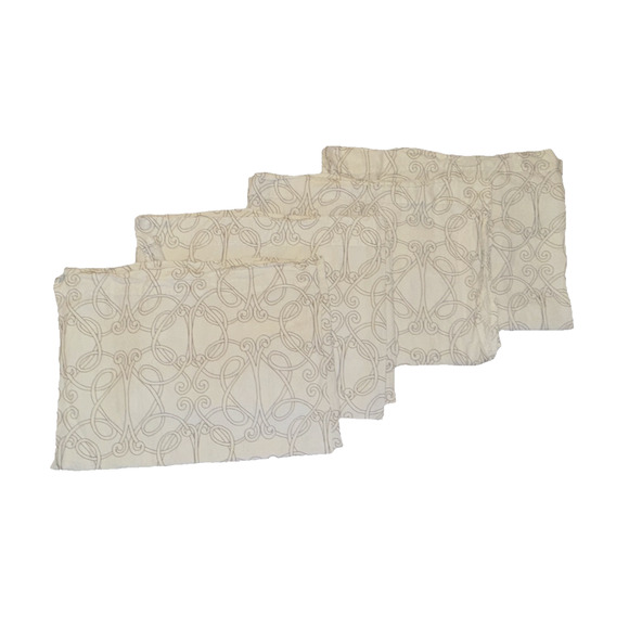 Set 4 Ivory Brown Printed Curtains Drapes Panels 80 Long Cotton Canvas Luxury - Picture 5 of 5